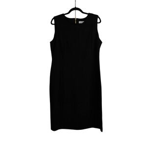 Calvin Klein Black Scoop Neck Sheath‎ Dress Size 16 Gold Zipper